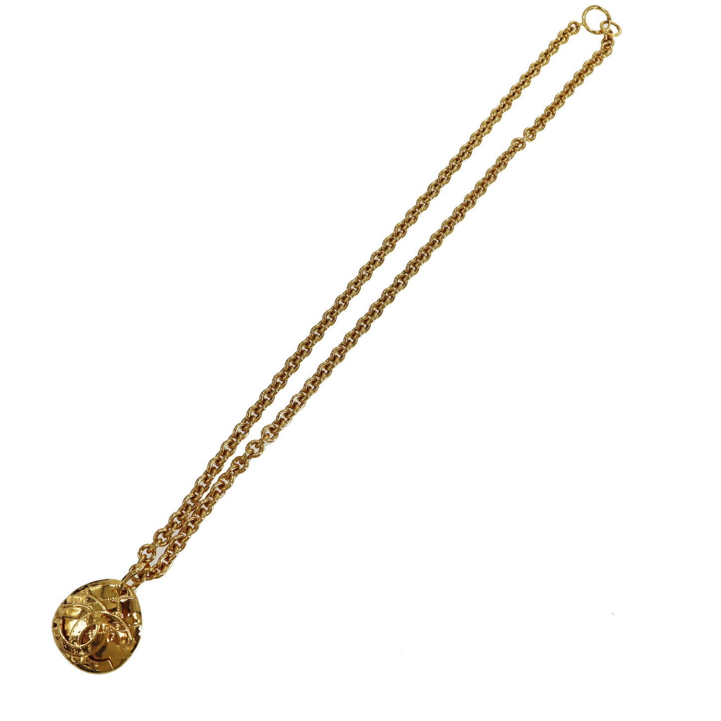 CHANEL CC Logos Chain Long Necklace Gold 94P #BL472