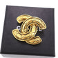 CHANEL CC Matelasse Pin Brooch Gold Plated France 1153 #CG854