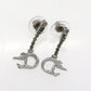 Christian Dior D Logos Fire Motif Piercing Silver Stone Earrings #CG657