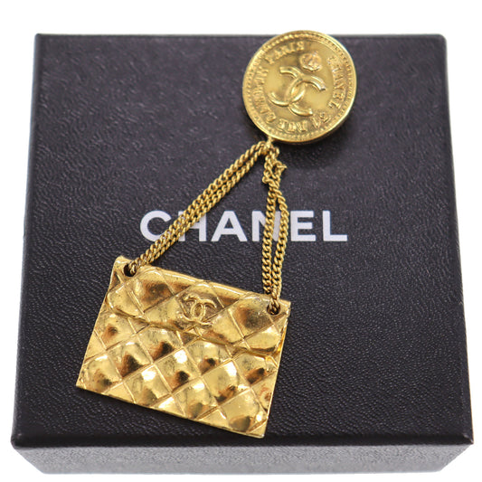 CHANEL Medallion Swing Bag Pin Brooch Gold Plated 2 6 #BX144