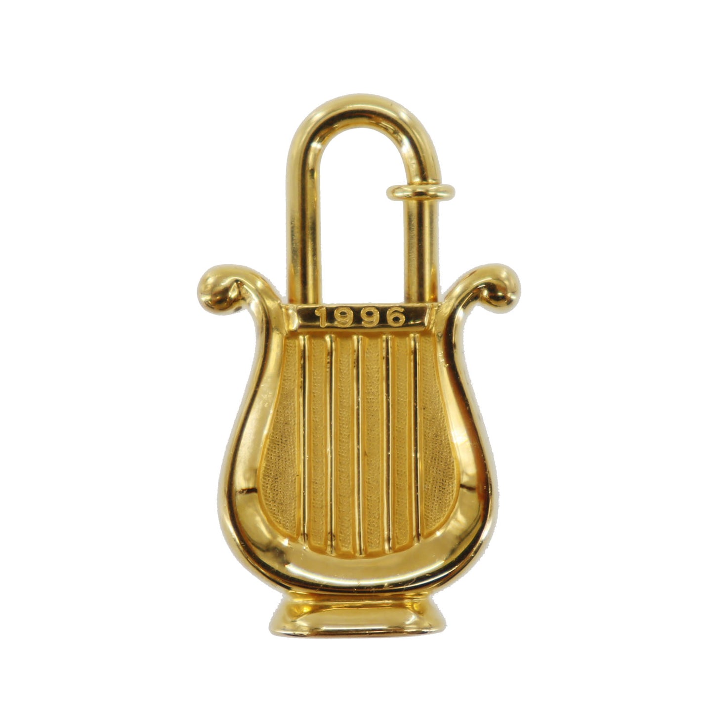 HERMES Cadena Padlock Used Harp Motif Gold-Plated Vintage #CY635