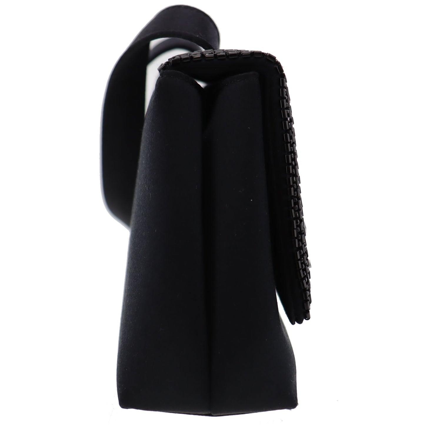 CHANEL Shoulder Bag Beads Black Satin #BO70