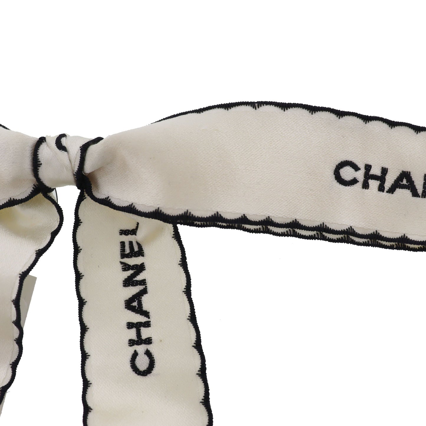 CHANEL Big Ribbon Pin Brooch White logos Hair Accessories #AG515