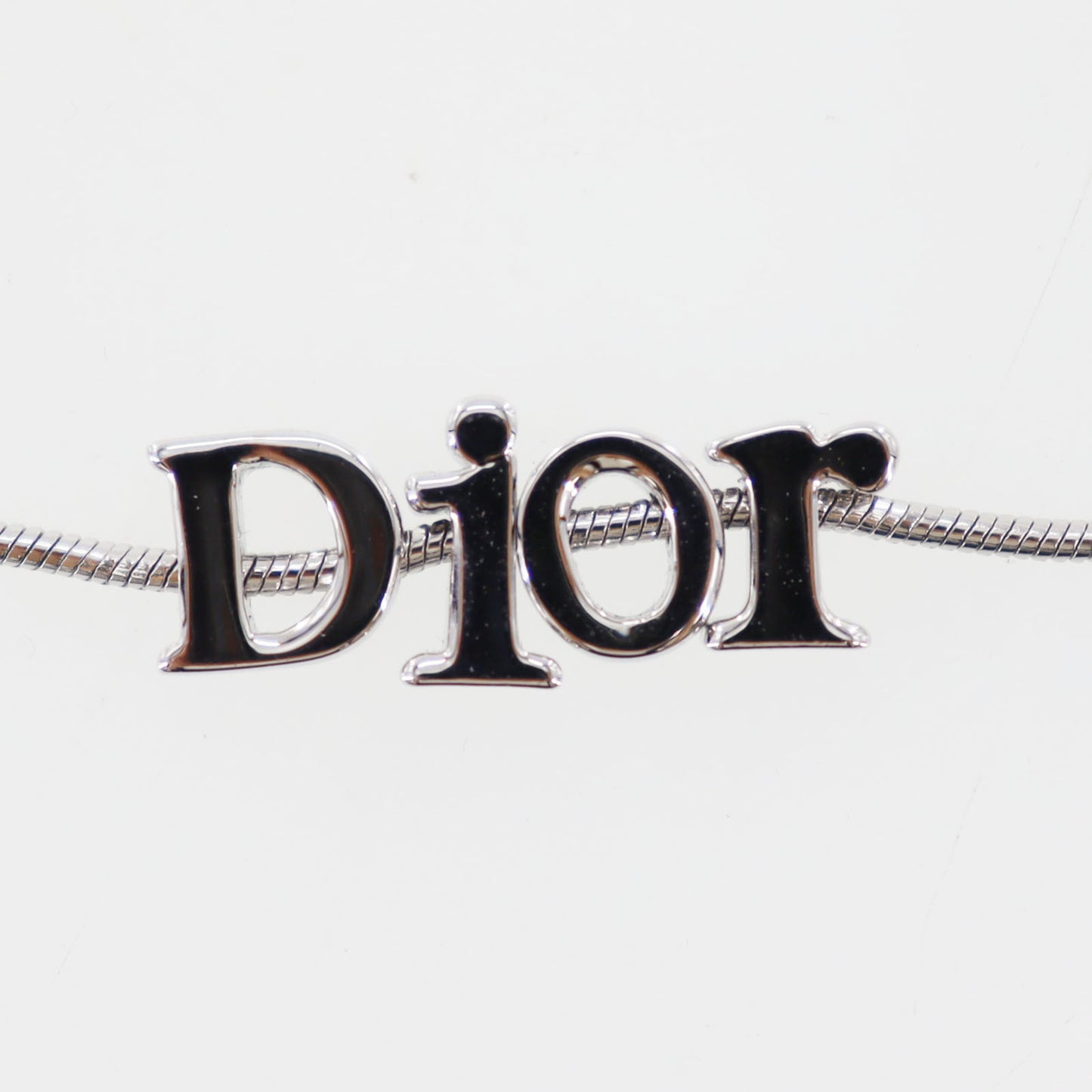 Christian Dior Logo Chain Necklace Silver #CW216