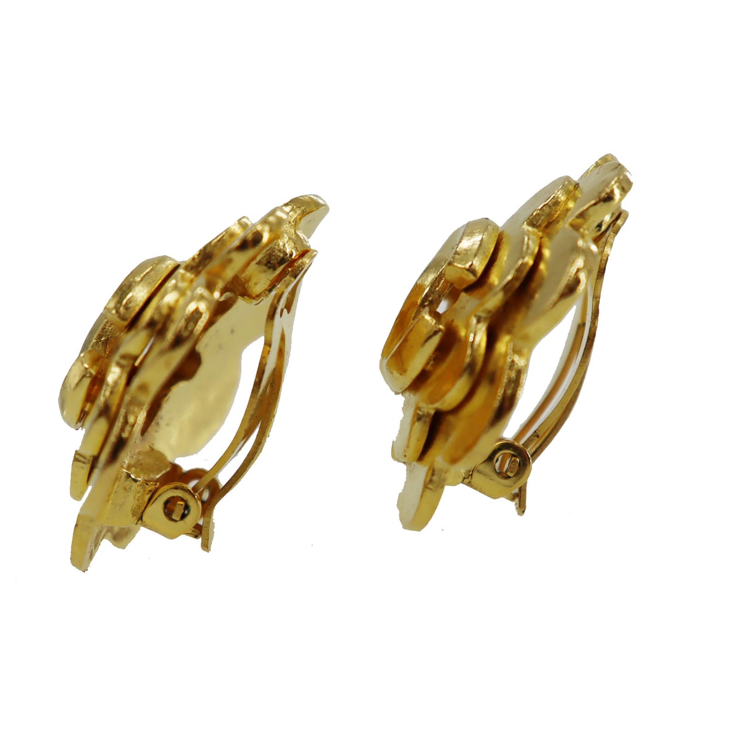 CHANEL CC Logos Earrings 96 P Clip-On Gold #CJ731