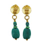 CHANEL CC Logos Earrings Gold Green Clip-On 98 P #CA194