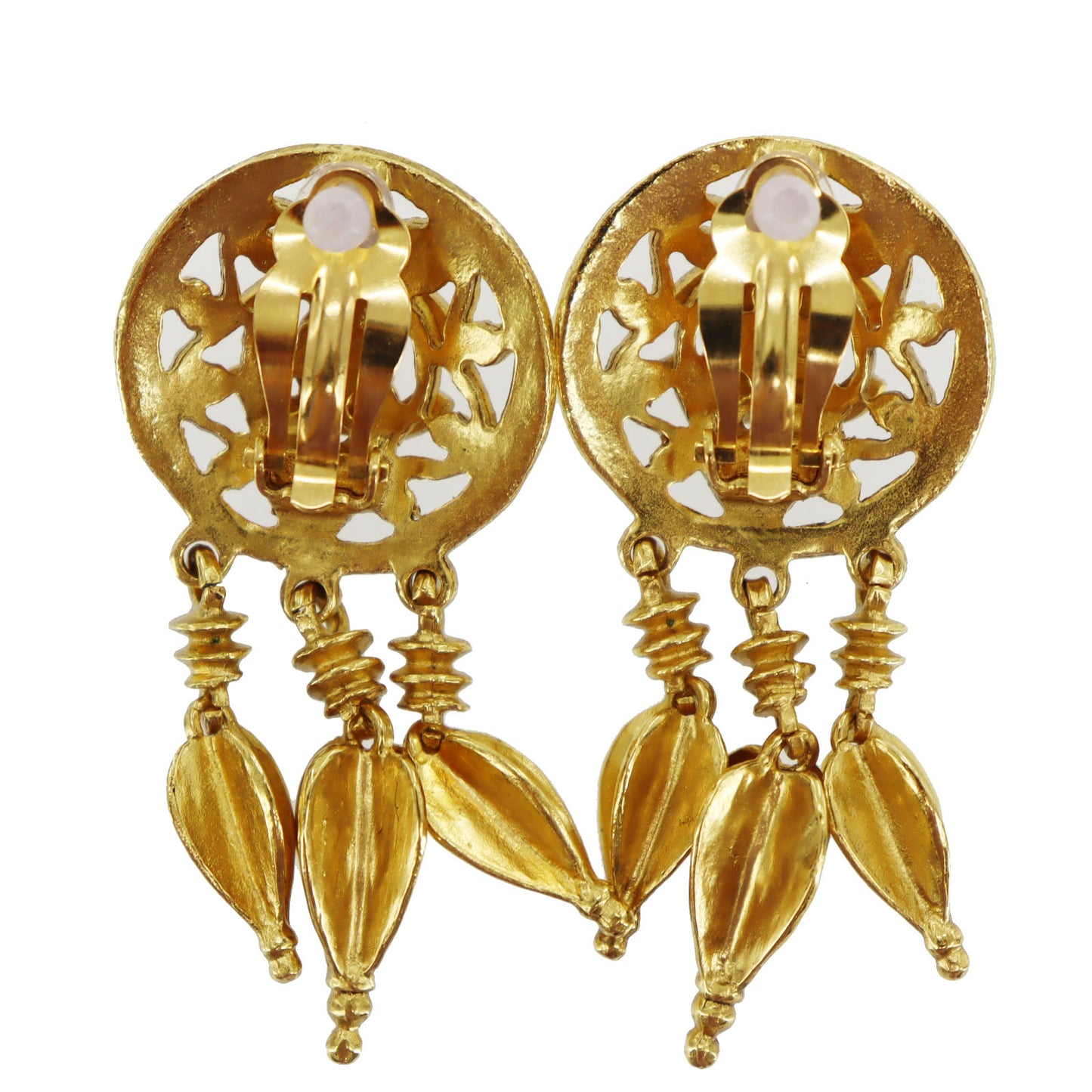 CHANEL CC Logos Circle Earrings Gold Clip-On 95 A  #AH672