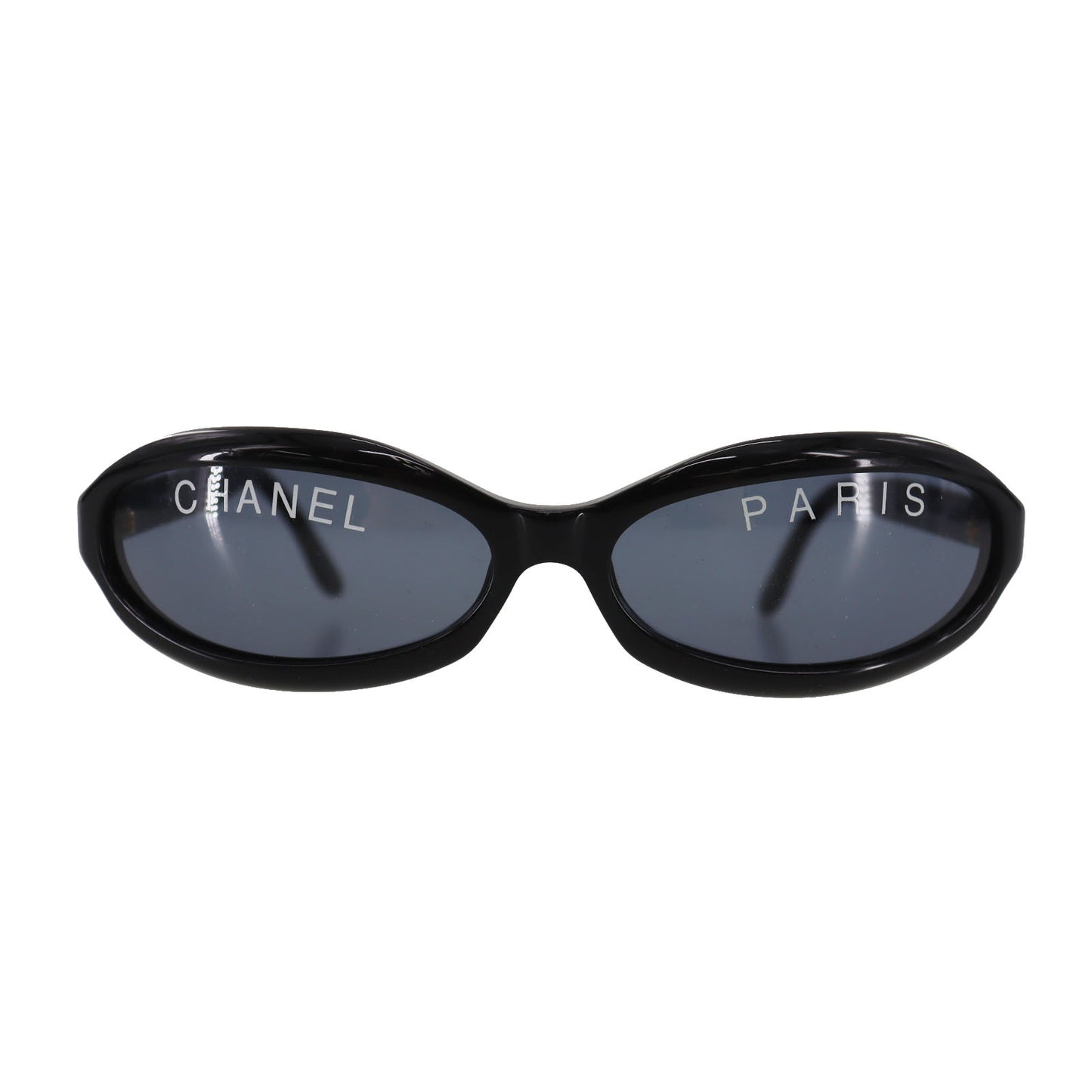 CHANEL CC Logos Sunglasses Plastic Black Eye Wear #CS692