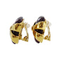 CHANEL CC Logos Stone Earrings Gold Brown Red 94 P Clip-On #AH673