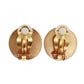 HERMES Circle Shell Gold Earrings Gold Clip-On #CN69