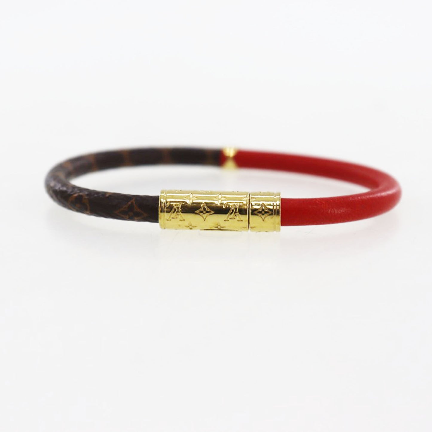 LOUIS VUITTON LV Bracelet Used Monogram Brown Red M6433E #DA827