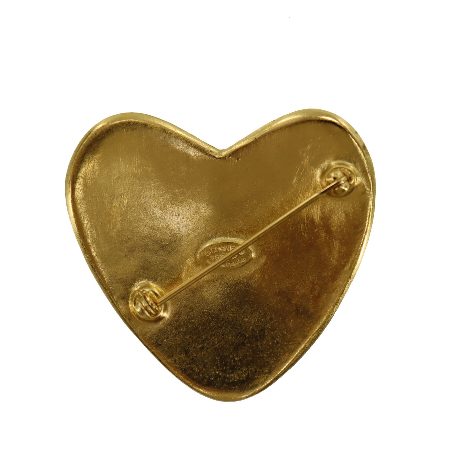 CHANEL CC Logos Heart Pin Brooch Gold Plated 95 P #AH671