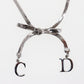 Christian Dior CD Logo Bow Used Anklet Silver Vinatge #CB821