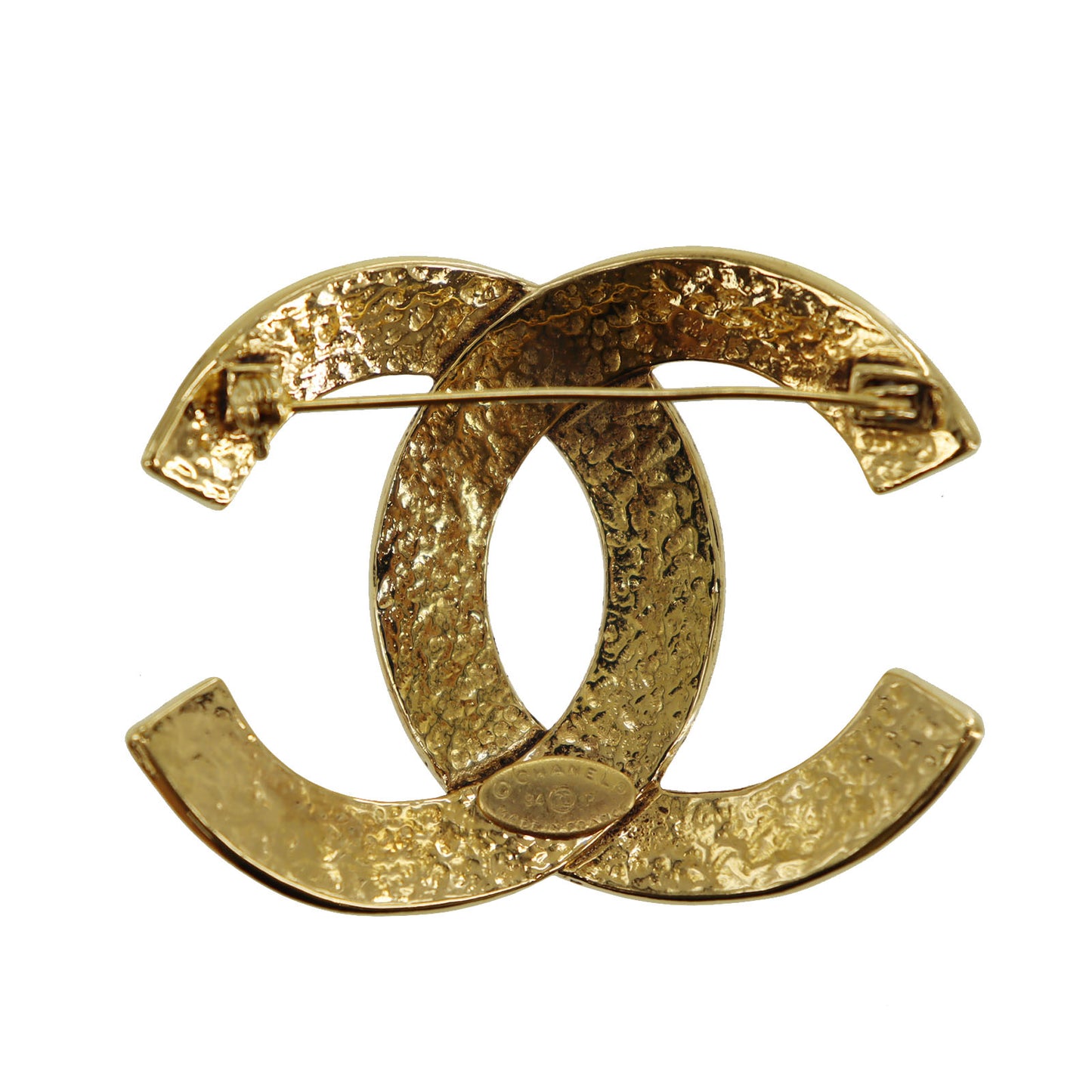 CHANEL CC Logos Pin Brooch Gold Plated 94 P #CD683