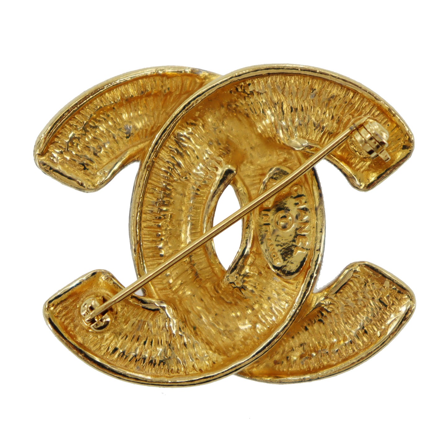 CHANEL CC Logos Matelasse Pin Brooch Gold Plated 1152 #AG307