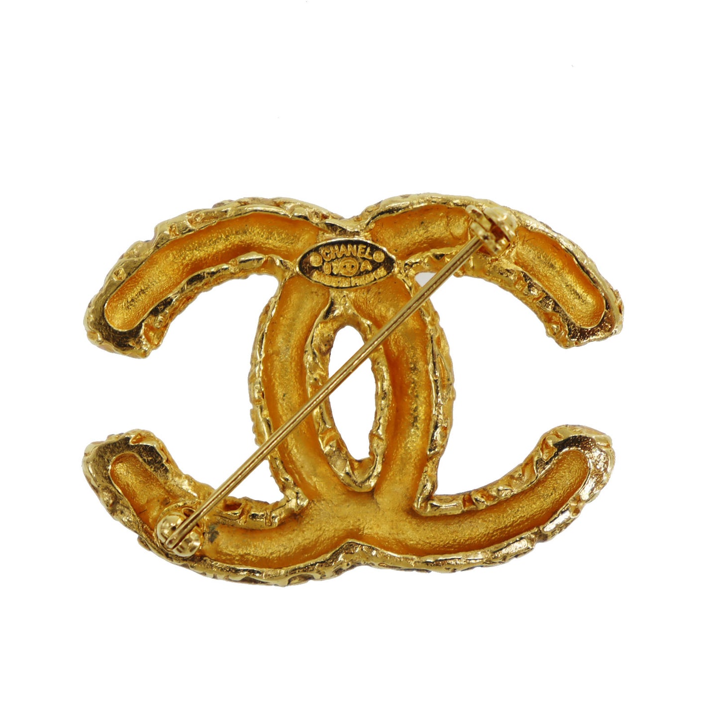 CHANEL CC Logos Pin Brooch Gold Plated 93A #CN507