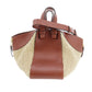 LOEWE Logos 2 way Shoulder Handbag Brown Straw Leather #CK691