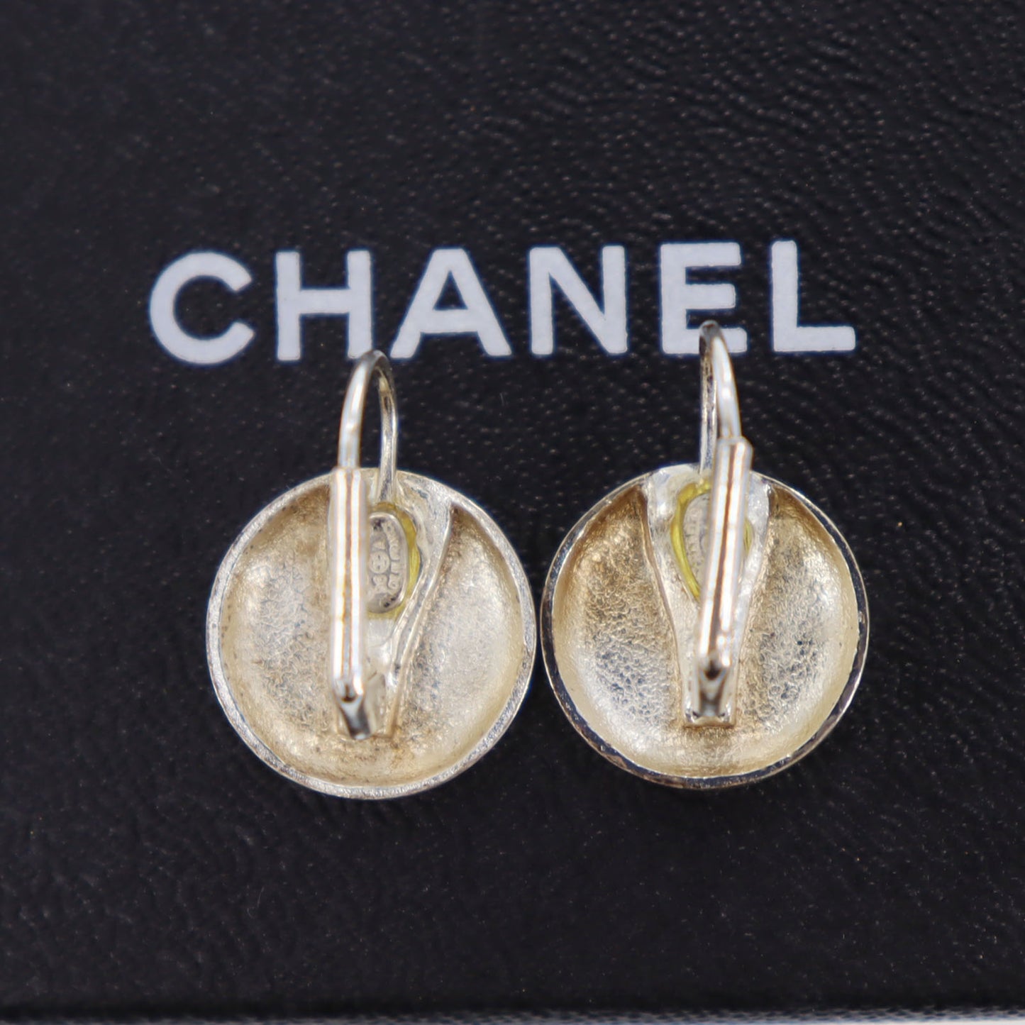 CHANEL CC Logos Circle Piercing Earrings Silver Plated 96 A #CG485