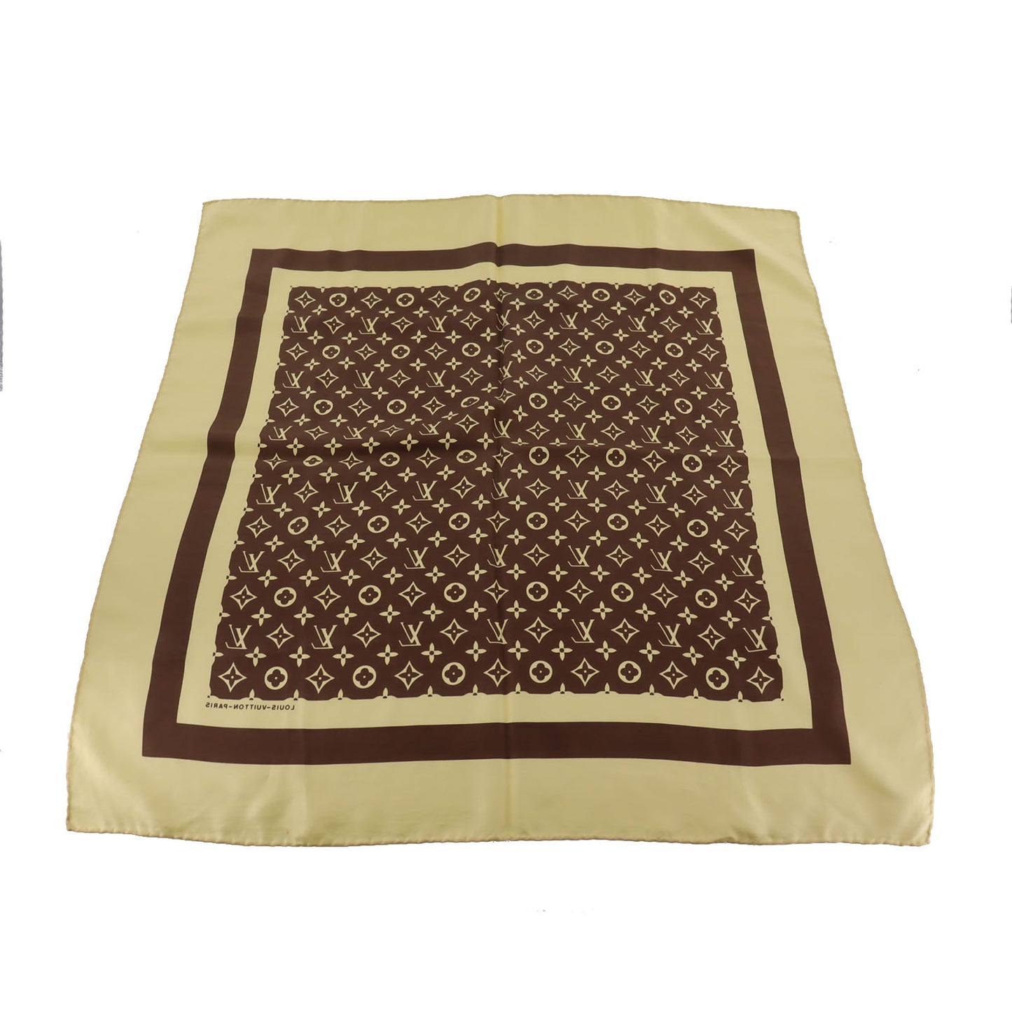 LOUIS VUITTON LV Used Monogram Scarf Brown Beige Vintage #DA814