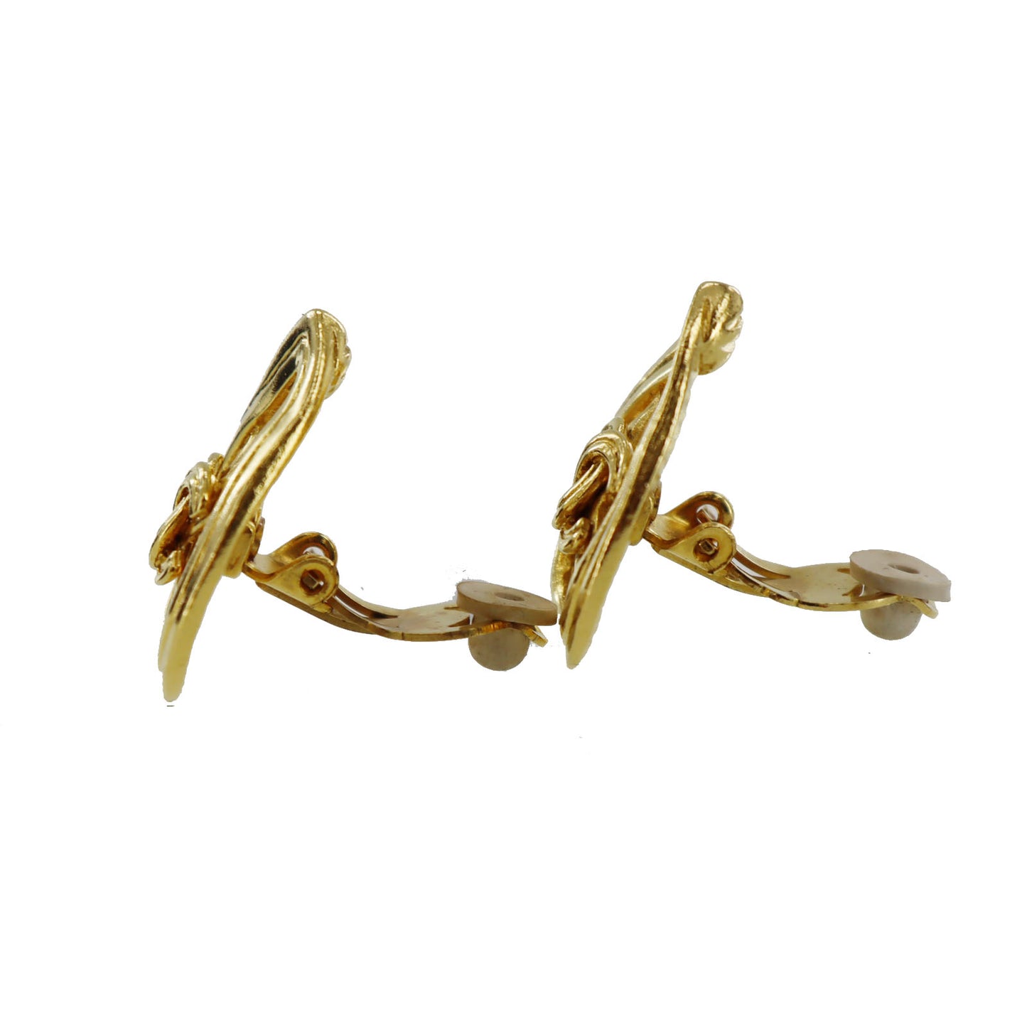 CHANEL CC Logos Drop Earrings Gold Clip-On 96P  #AG204