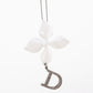 Christian Dior Logo Flower Rhinestone Used Chain Necklace Silver #EA997 S