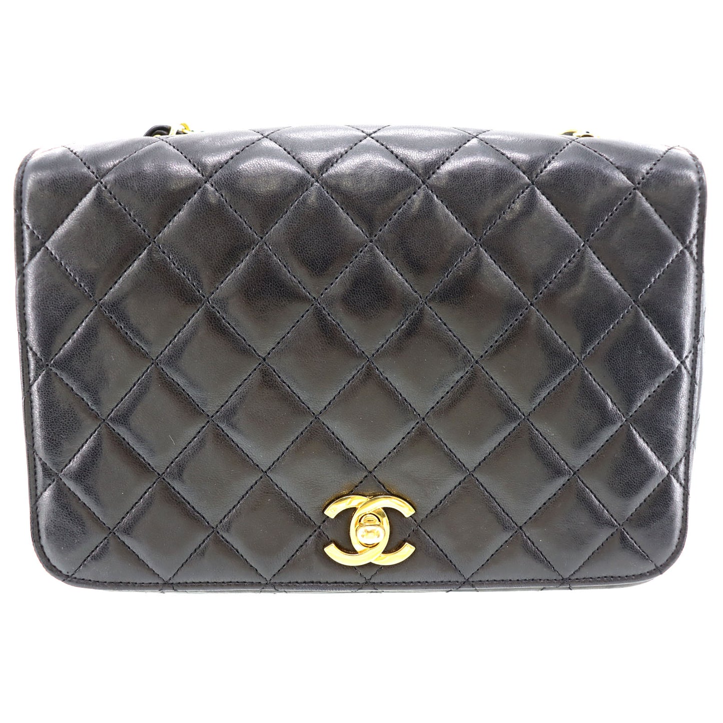 CHANEL Matelasse Shoulder Bag Crossbody Black Lambskin #BS785