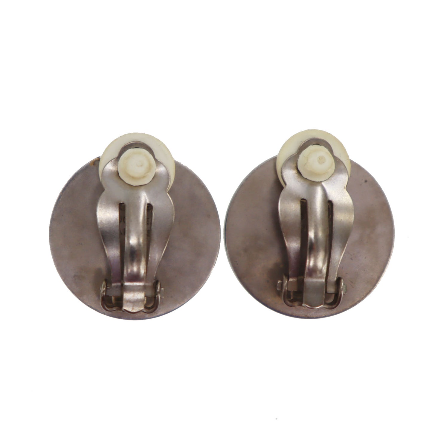 HERMES Circle Shell Silver Earrings Clip-On #CO67