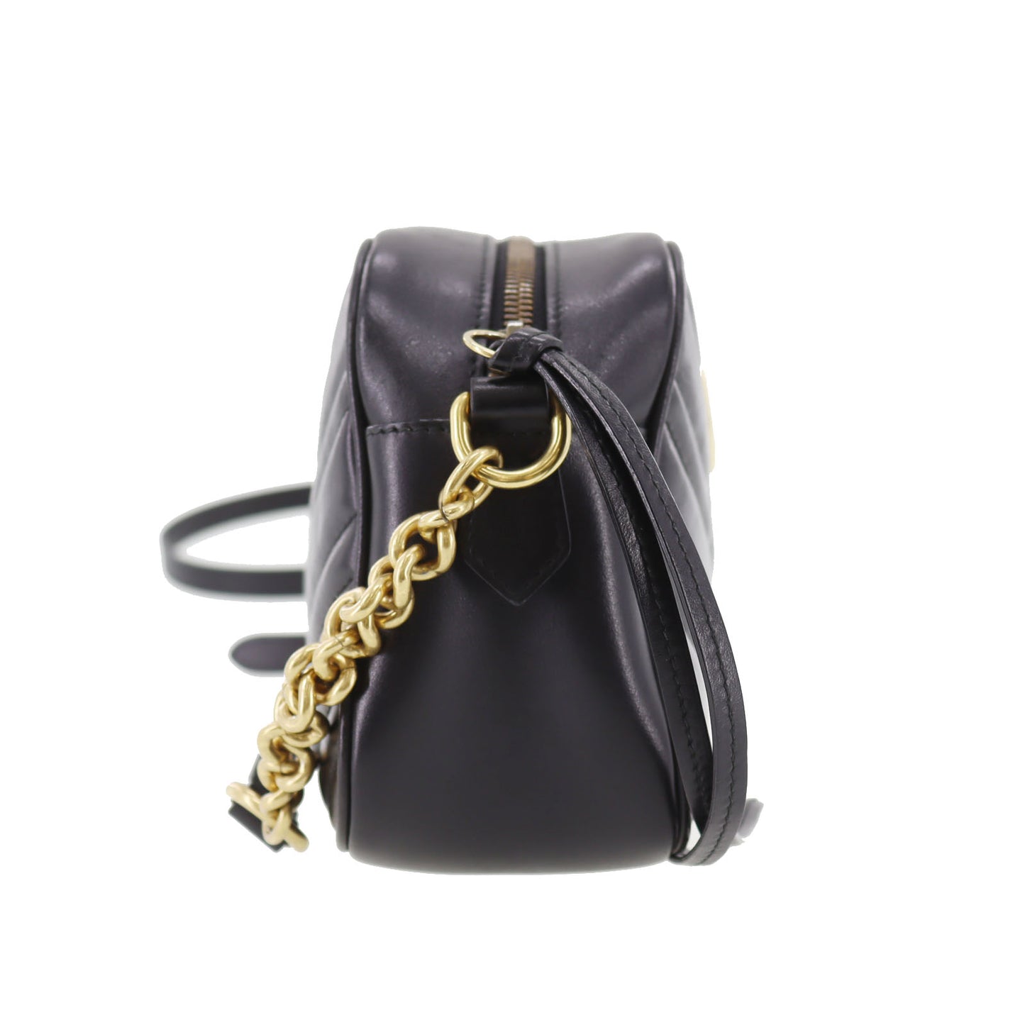 GUCCI GG Marmont Chain Shoulder Bag Black Leather #CW161