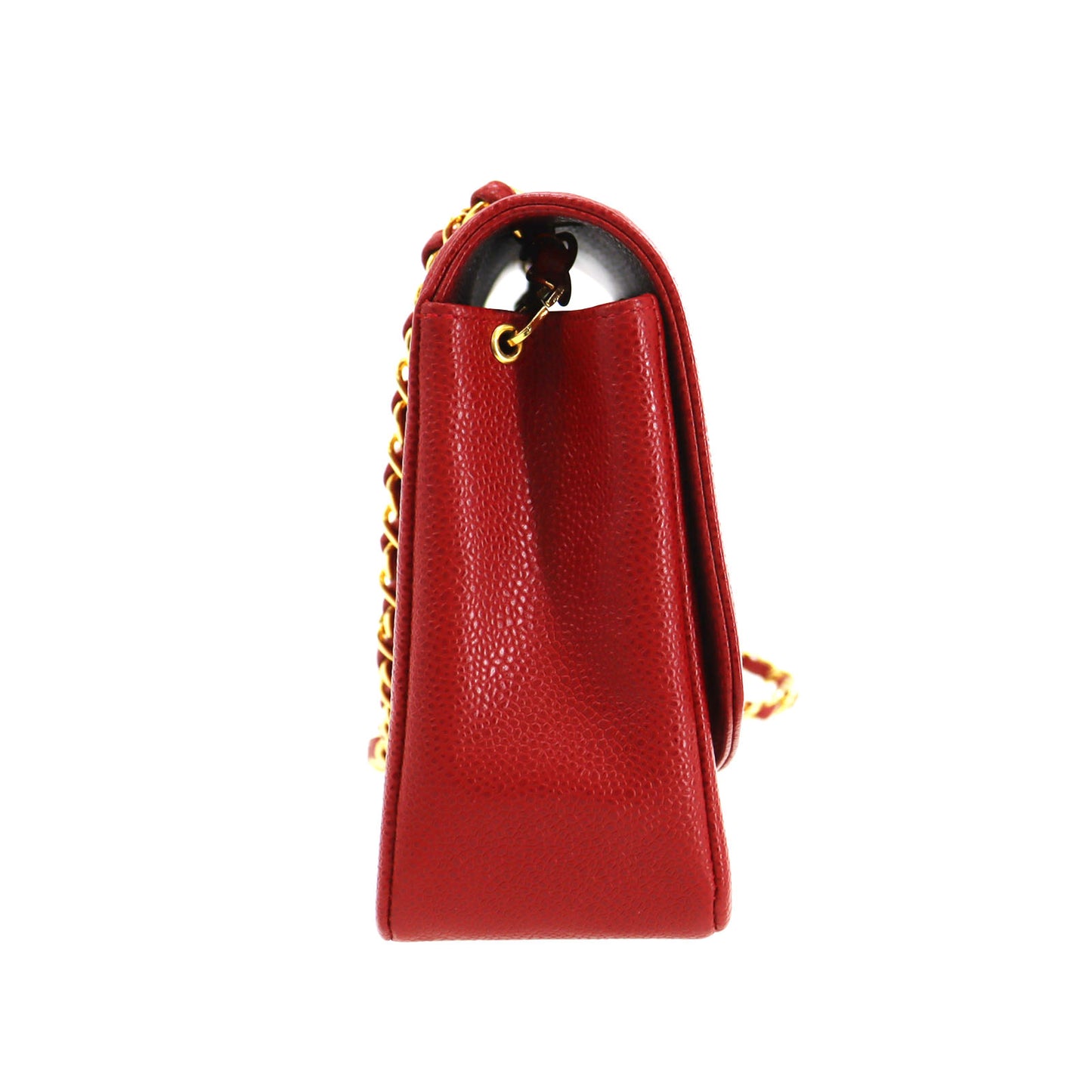CHANEL Diana Shoulder Bag Red Caviar Skin Leather #CK715