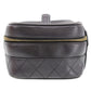 CHANEL Bicolore Handbag Vanity Pouch Black Lambskin #AH691