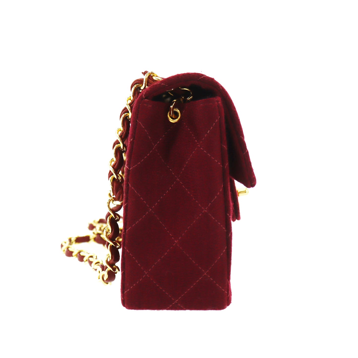 CHANEL Matelasse Shoulder Bag Bordeaux Cotton #CN74