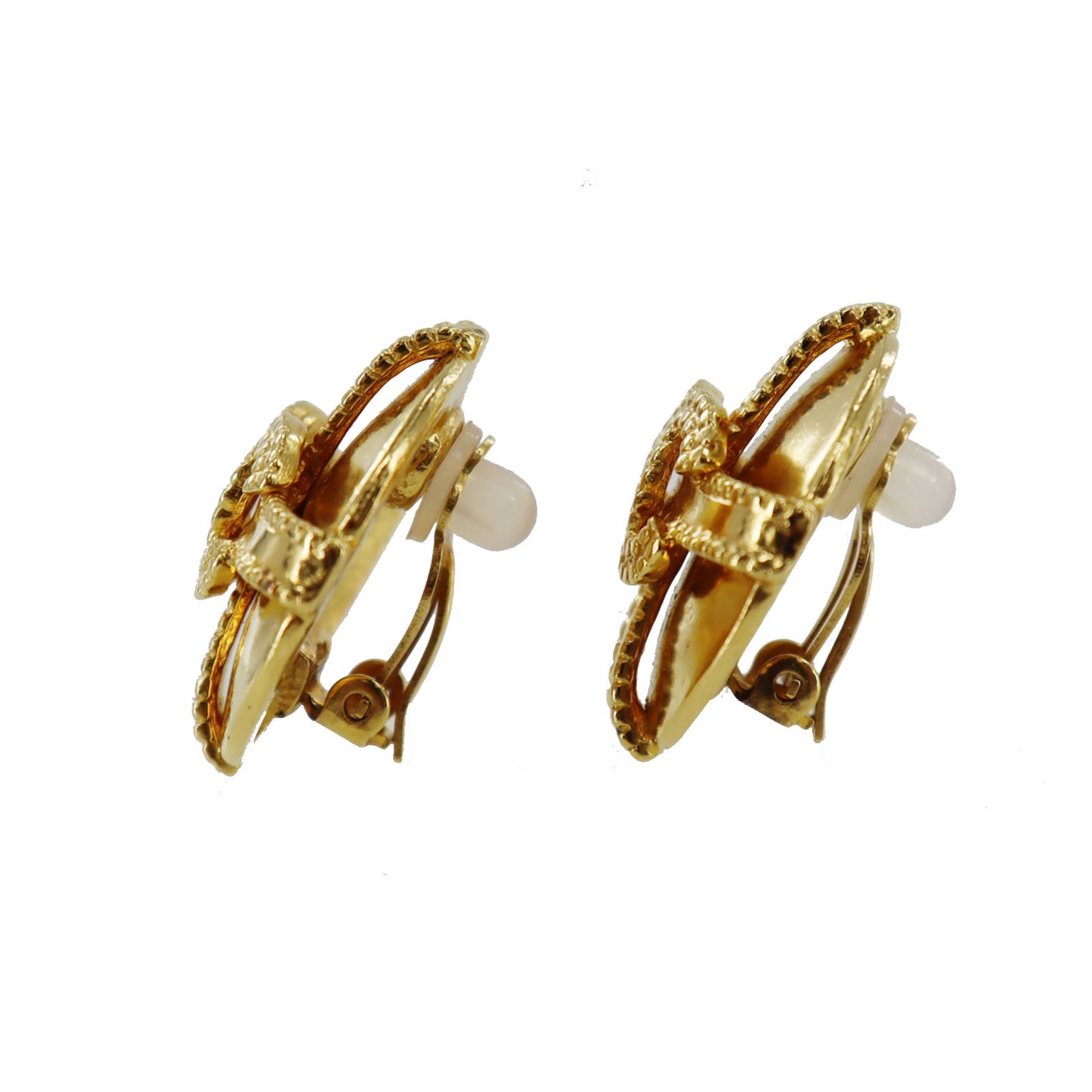 CHANEL CC Logos Circle Earrings 97 A Clip-On Gold #AG996