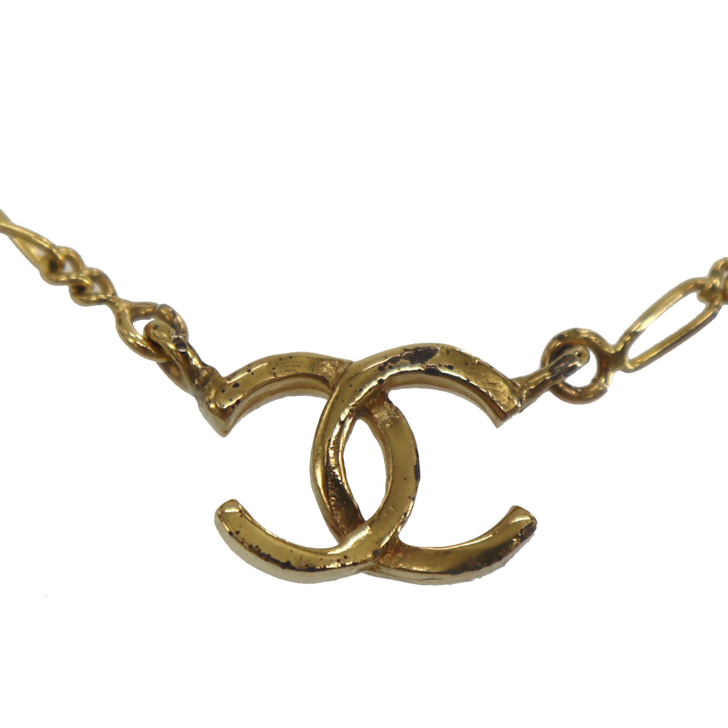 CHANEL CC Logos Necklace Pendant Gold-Plated 1982 #CG55