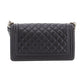 CHANEL Used BOY CHANEL Shoulder Bag Black Caviar Skin Leather Vintage #DA572