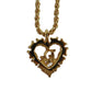 Christian Dior Logo Chain Heart Necklace Rhinestone Gold-Plated #CB315
