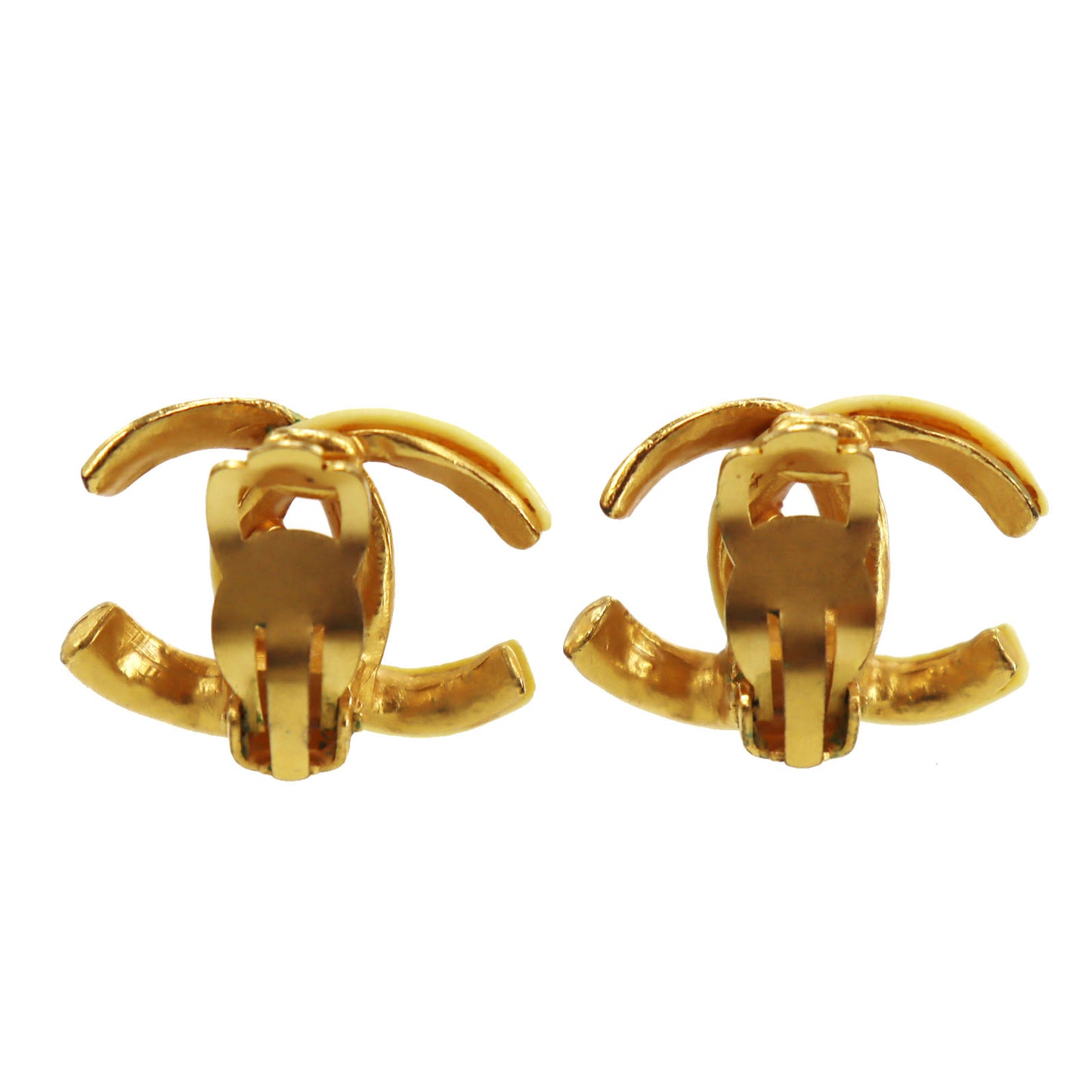 CHANEL CC Logos Earrings Gold Clip-On 00 T #CG541