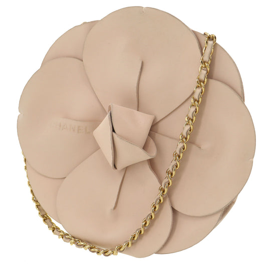CHANEL Shoulder Bag Camellia Pink Leather #AH387