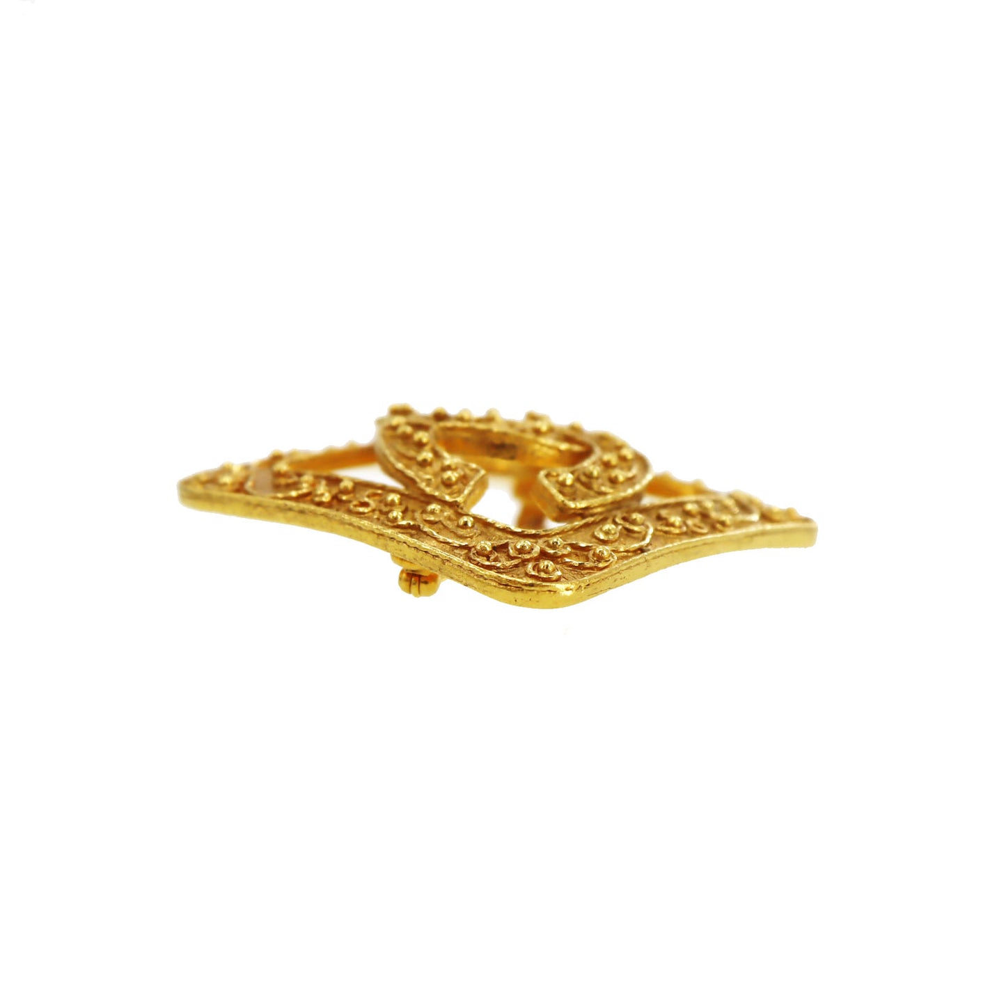 CHANEL CC Logos Rhombus Pin Brooch Gold Plated 94 A #CG178