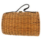 FENDI Rattan Basket Bag cylindrical Handbag Brown Leather #AG644