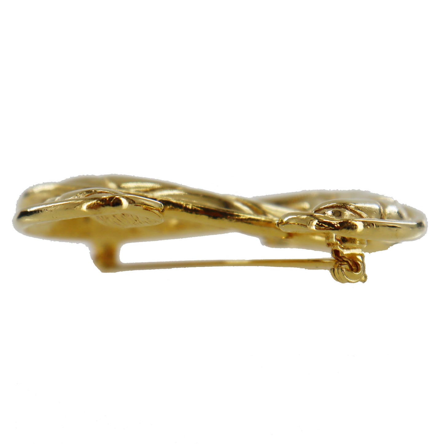 CHANEL CC Logos Matelasse Pin Brooch Gold Plated #AG192