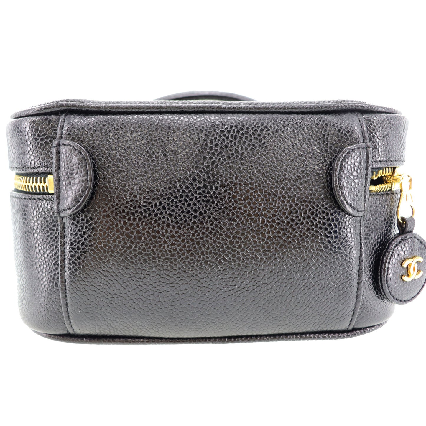 CHANEL CC Handbag Vanity Black Caviar Skin Leather  #AG646