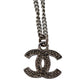 CHANEL CC Logos Rhinestone Silver Plated Chain Necklace C11V #BQ122