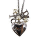 Christian Dior Logo Heart Chain Necklace Silver #CW544