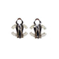 CHANEL CC Logos Rhinestone Earrings Silver Clip-On 05 V #CK780