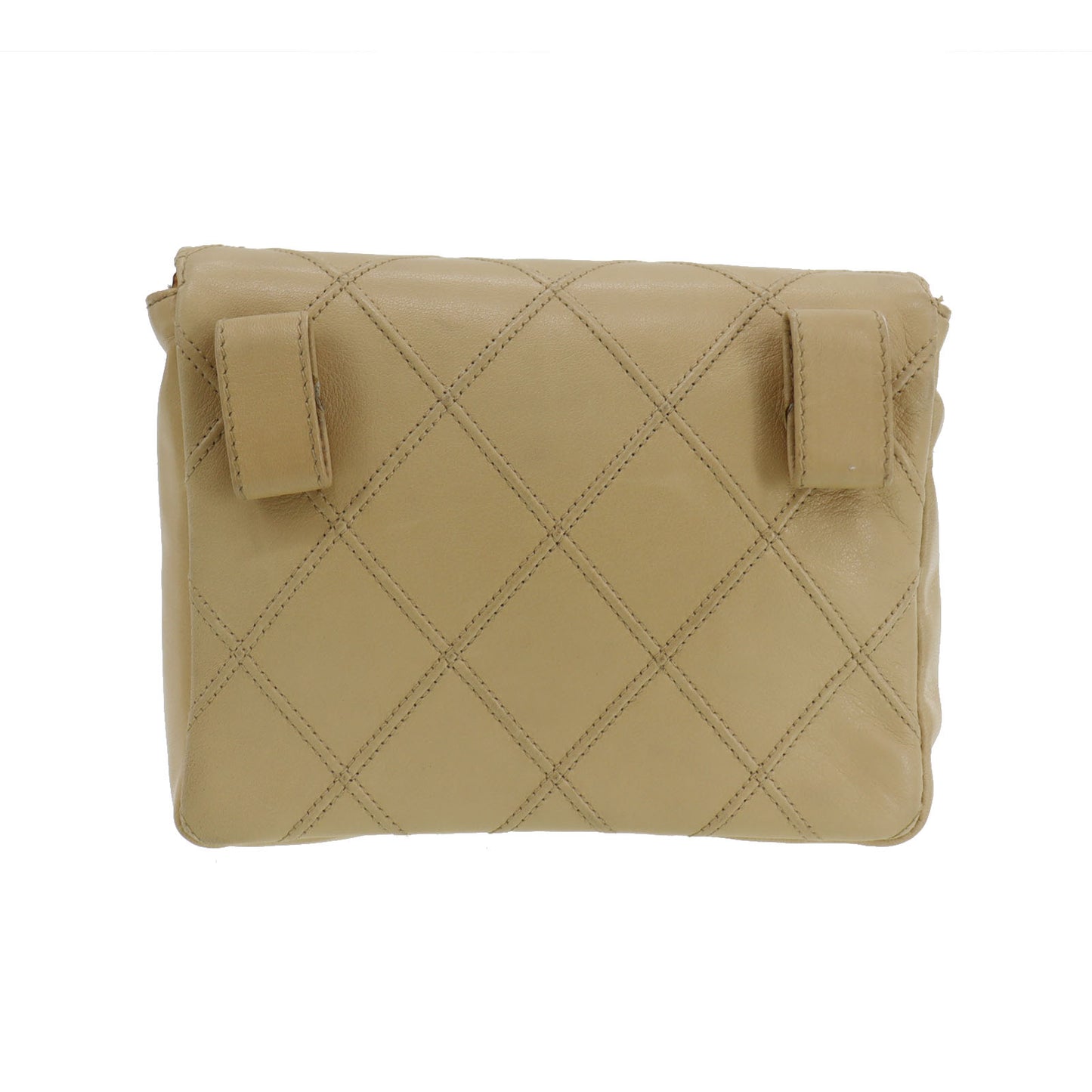 CHANEL Bicolore Bum Bag Beige Leather Lambskin #CK123