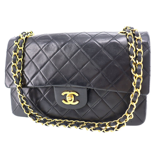 CHANEL Matelasse 25 Chain Shoulder Bag Black Leather #BK517