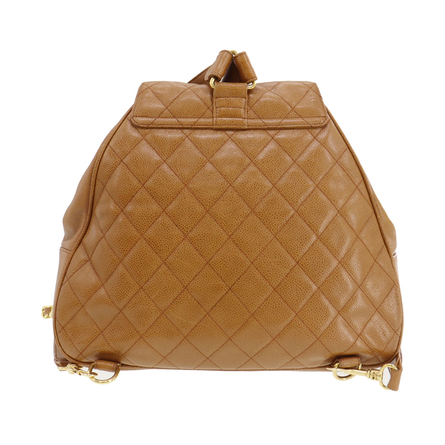 CHANEL CC Logos Brown Backpack Caviar Skin Leather #BE9