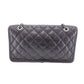 CHANEL Matelasse Frap French Riviera Used Shoulder Bag Black Leather #CY690