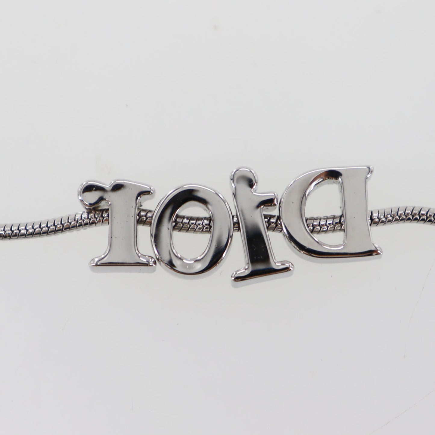 Christian Dior Logo Chain Necklace Silver #CW216