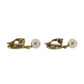 CHANEL CC Logos Pearl Earrings Black Gold Clip-On 04 A #CD541